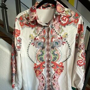 Sz S Sheilay  Boho Print Blouse